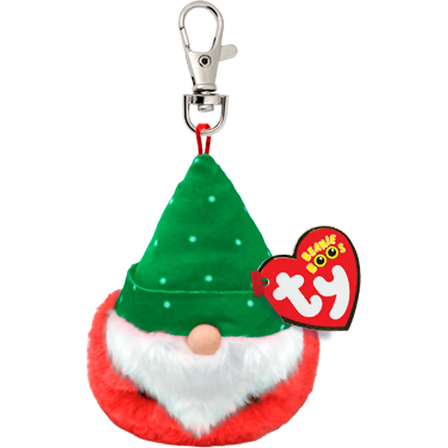 Ty - Beanie Boos - Clip On - Turvey Green Hat Christmas Gnome 10cm