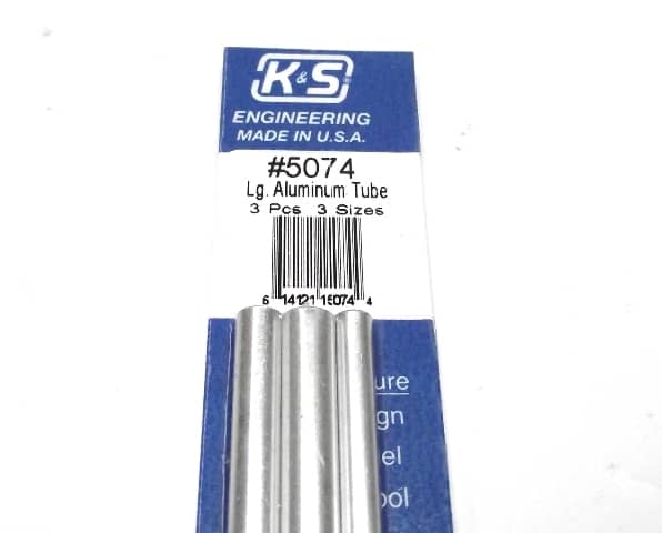 K&S METAL #5074 ALUMINIUM TUBE 3/16+7/32+1:4 12'