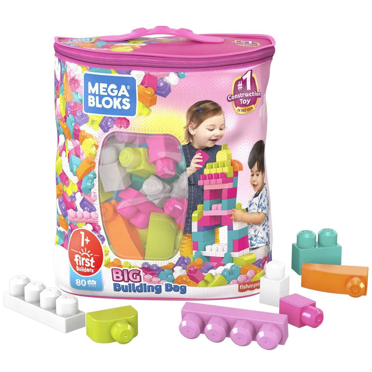 MEGA BLOKS - First Builders Big Building Bag (pink) - Fisher-Price