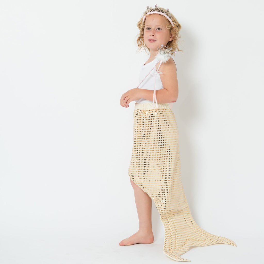 Fairy Girls - Mermaidia Skirt Gold - Costume One Size Fits 3-10yrs