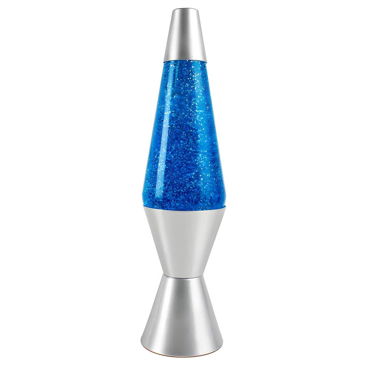 Landmark - Liquid Lava Lamp 37cm Blue Glitter Liquid Retro Silver Base