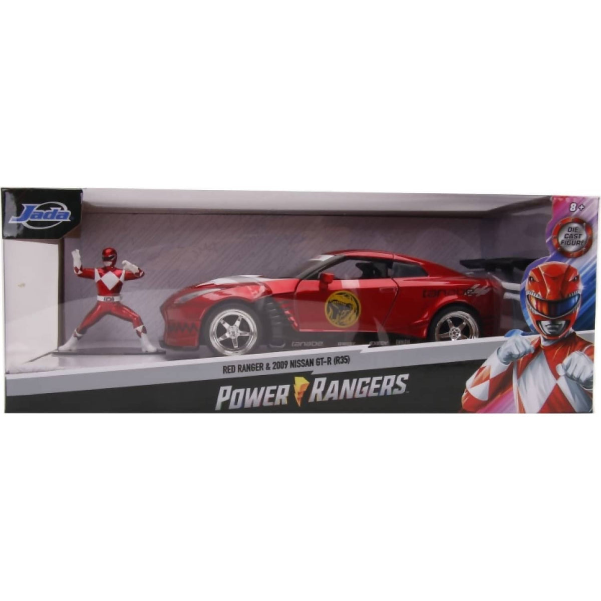 JADA TOYS - POWER RANGERS 2009 NISSAN GT-R WITH RED RANGER 1:24 SCALE DIECAST VEHICLE & FIGURE SET
