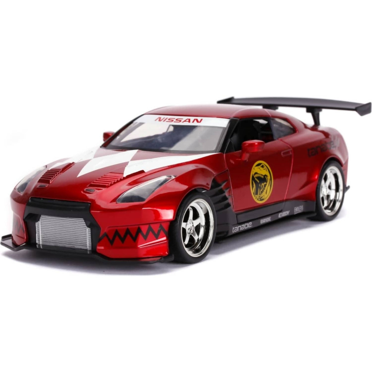 JADA TOYS - POWER RANGERS 2009 NISSAN GT-R WITH RED RANGER 1:24 SCALE DIECAST VEHICLE & FIGURE SET