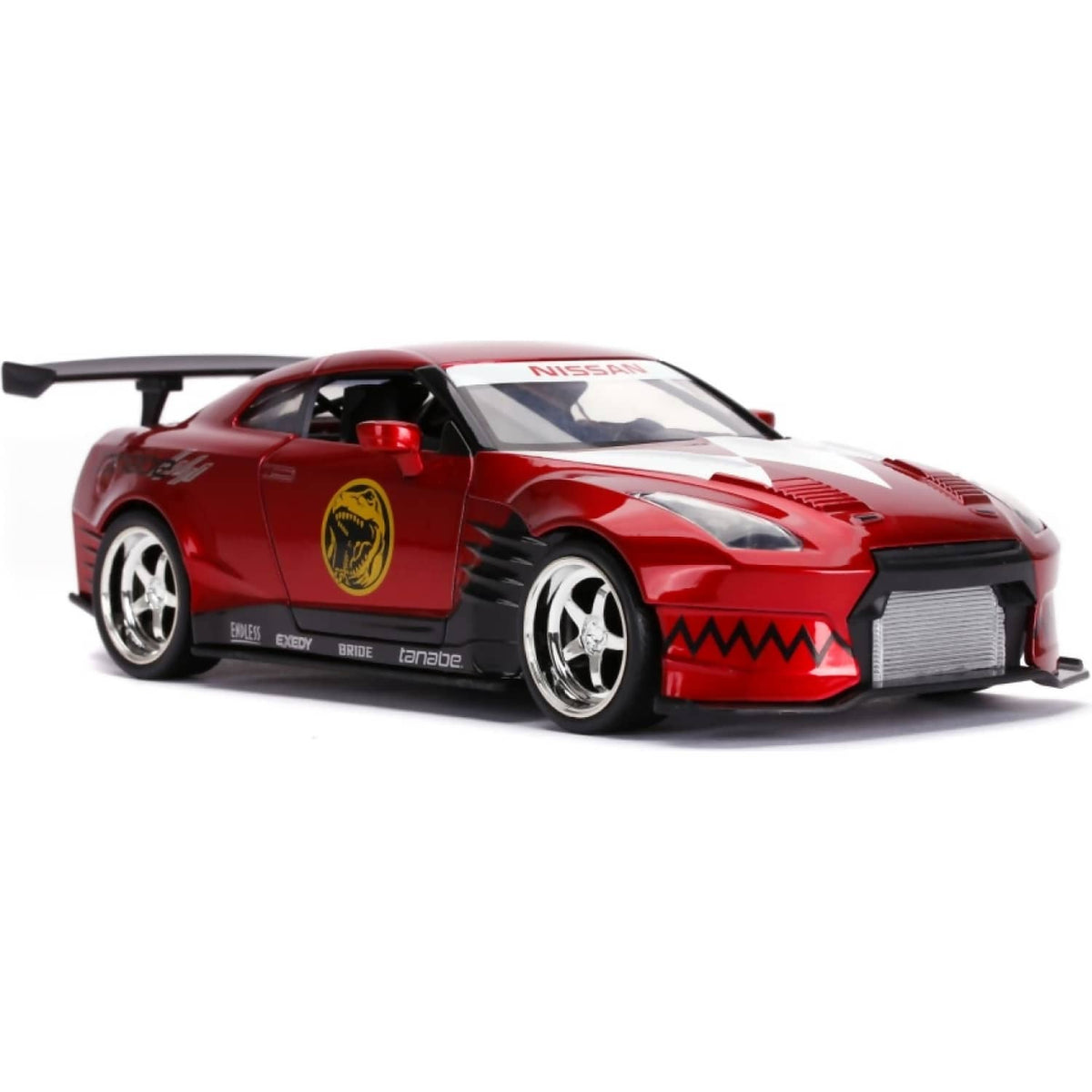 JADA TOYS - POWER RANGERS 2009 NISSAN GT-R WITH RED RANGER 1:24 SCALE DIECAST VEHICLE & FIGURE SET