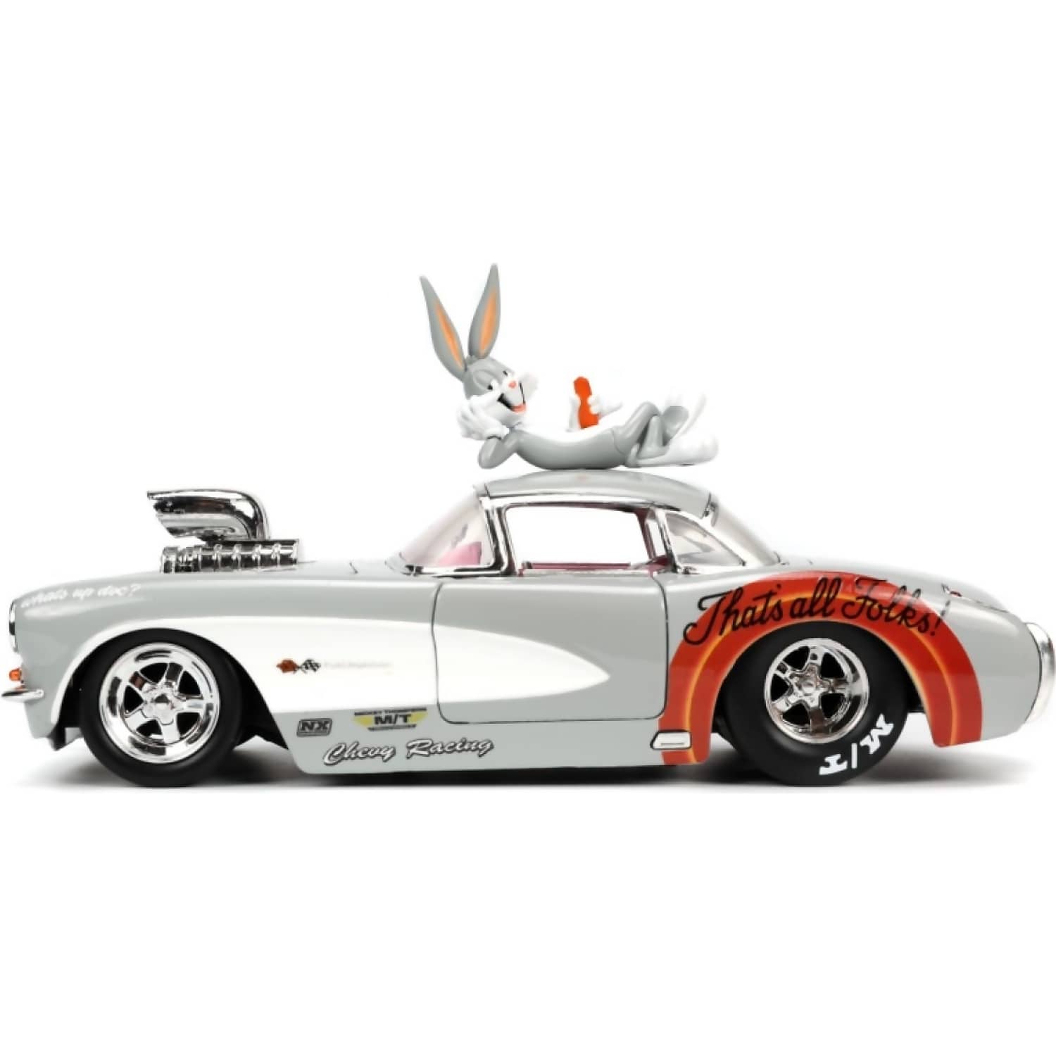 JADA TOYS - LOONEY TUNES 57 CHEVROLET CORVETTE WITH BUGS BUNNY 1:24 SCALE DIECAST VEHICLE