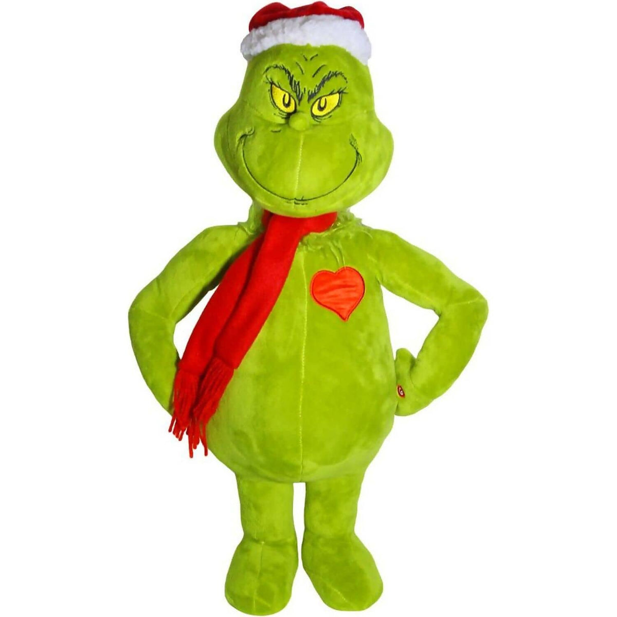 Cotton Candy - Xmas Dr. Seuss The Grinch With Light Up Love Heart Holiday Greeter Plush 47cm