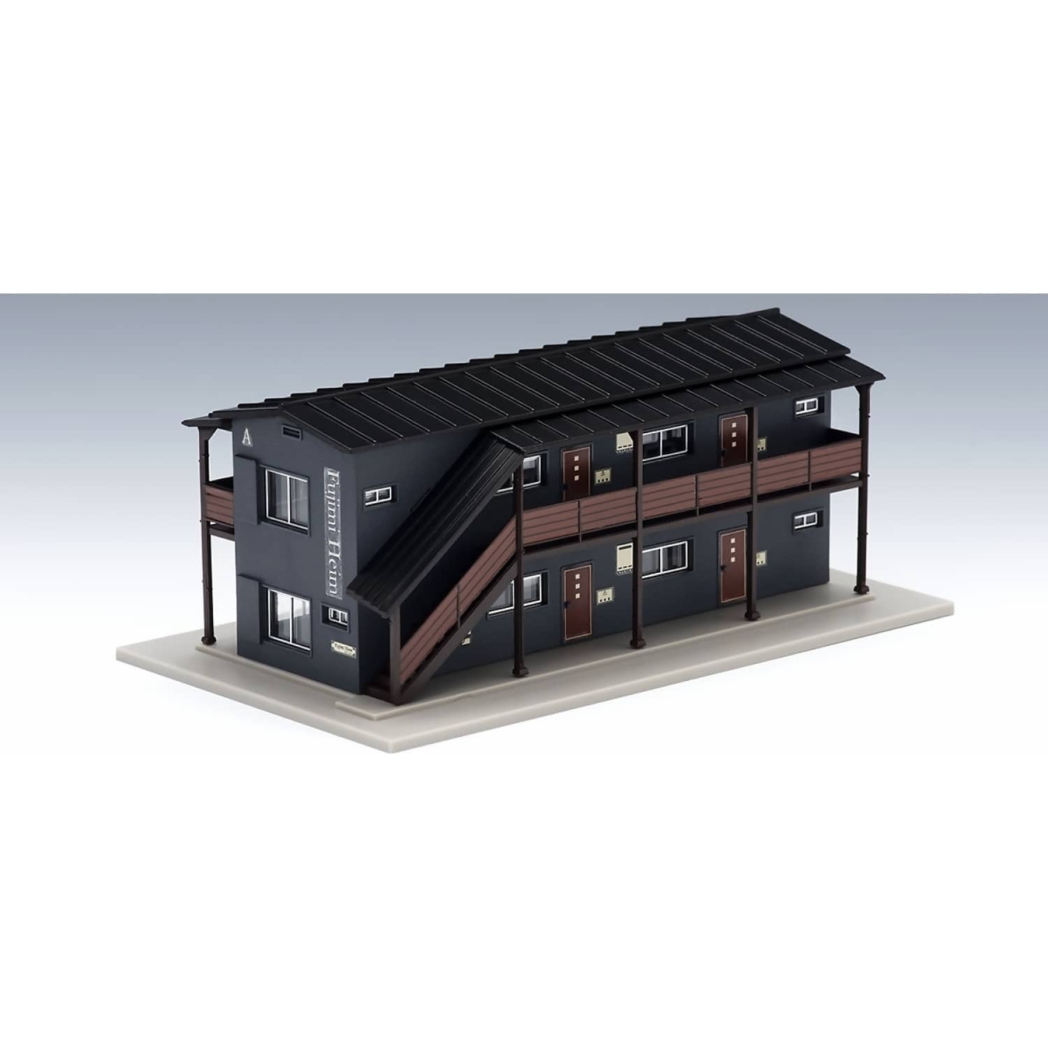 TOMIX - APARTMENT TWO STOREY DARK GREY N SCALE - MODEL RAILWAY ACCESSORY