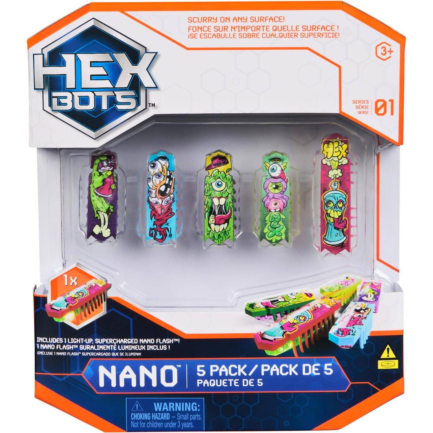 Hex Bots - Nano 5 Pack 4 Nano Bugs With Bonus Flash Nano