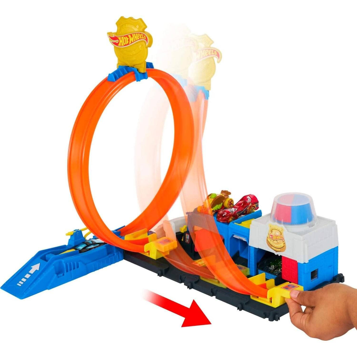 Hot Wheels - City Super Police Station Playset With 1:64 Scale Police Toy Car & Adjustable Track Loop