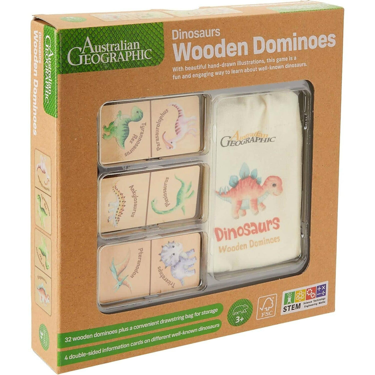 Australian Geographic - Dinosaurs Wooden Dominoes Game