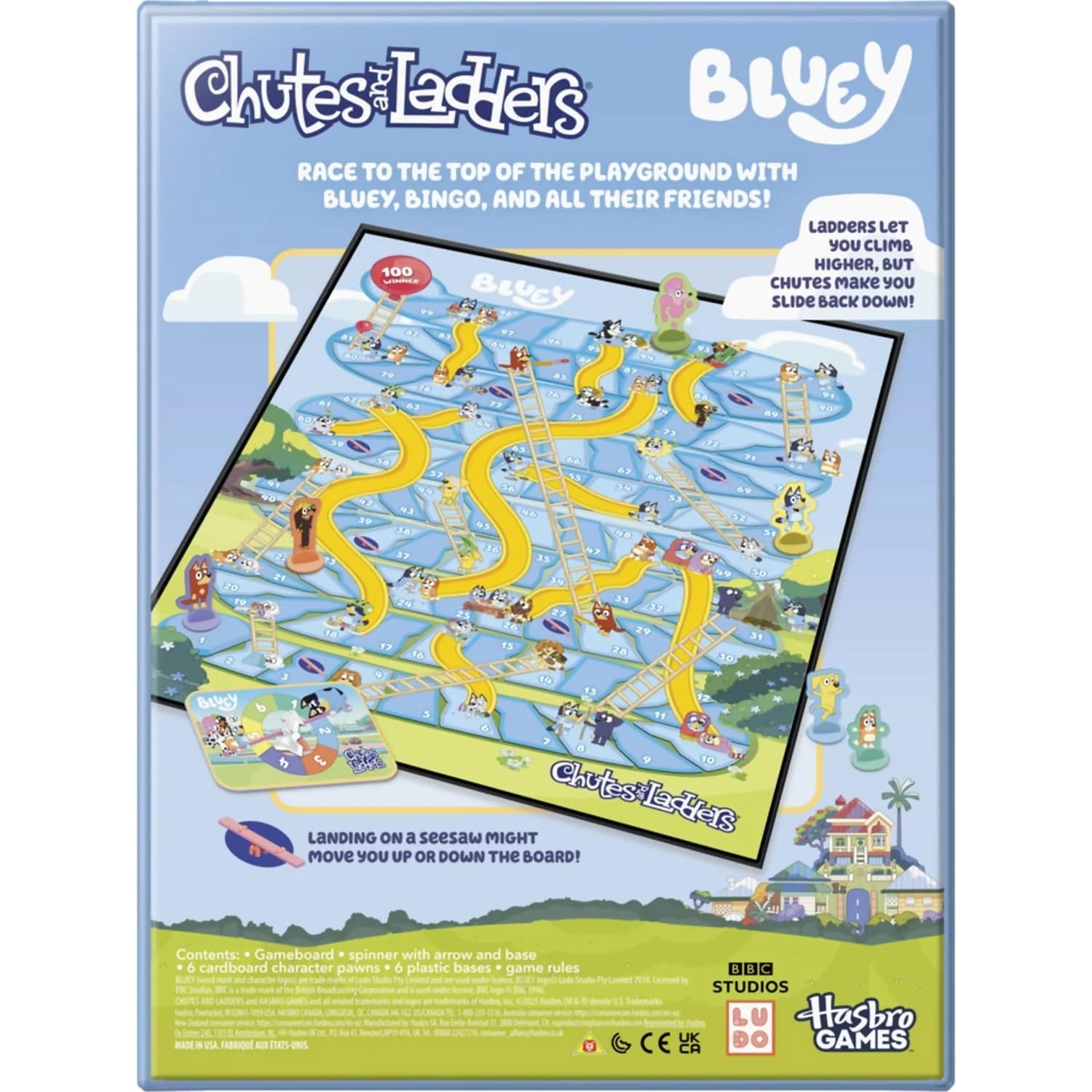 Bluey - Chutes & Ladders Classic Board Game - Hasbro Games