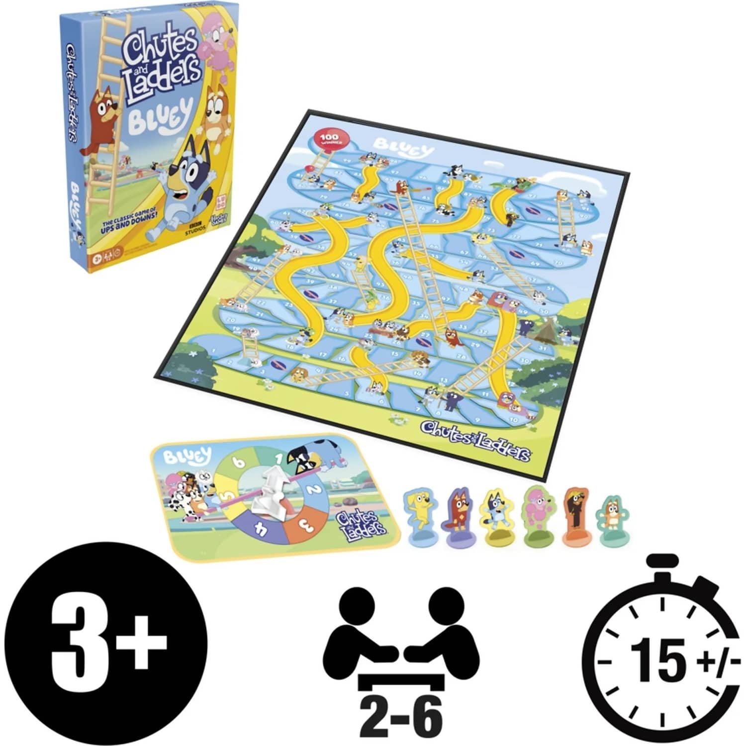 Bluey - Chutes & Ladders Classic Board Game - Hasbro Games