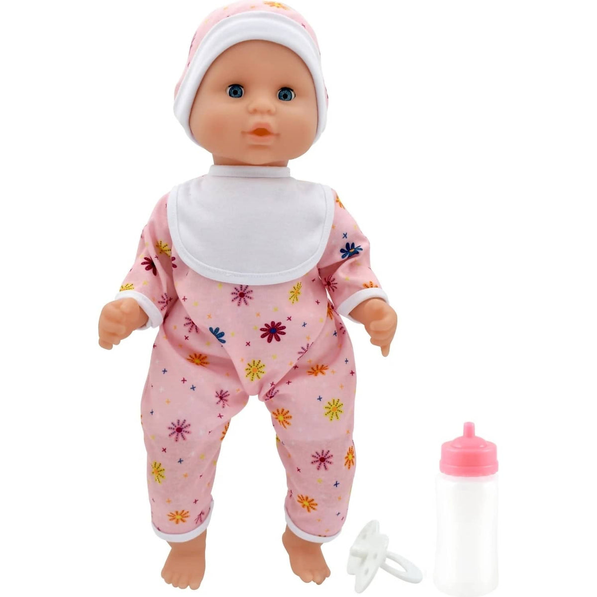 DollsWorld - Baby Joy Floral Romper & Accessories - Soft Bodied Doll 38cm