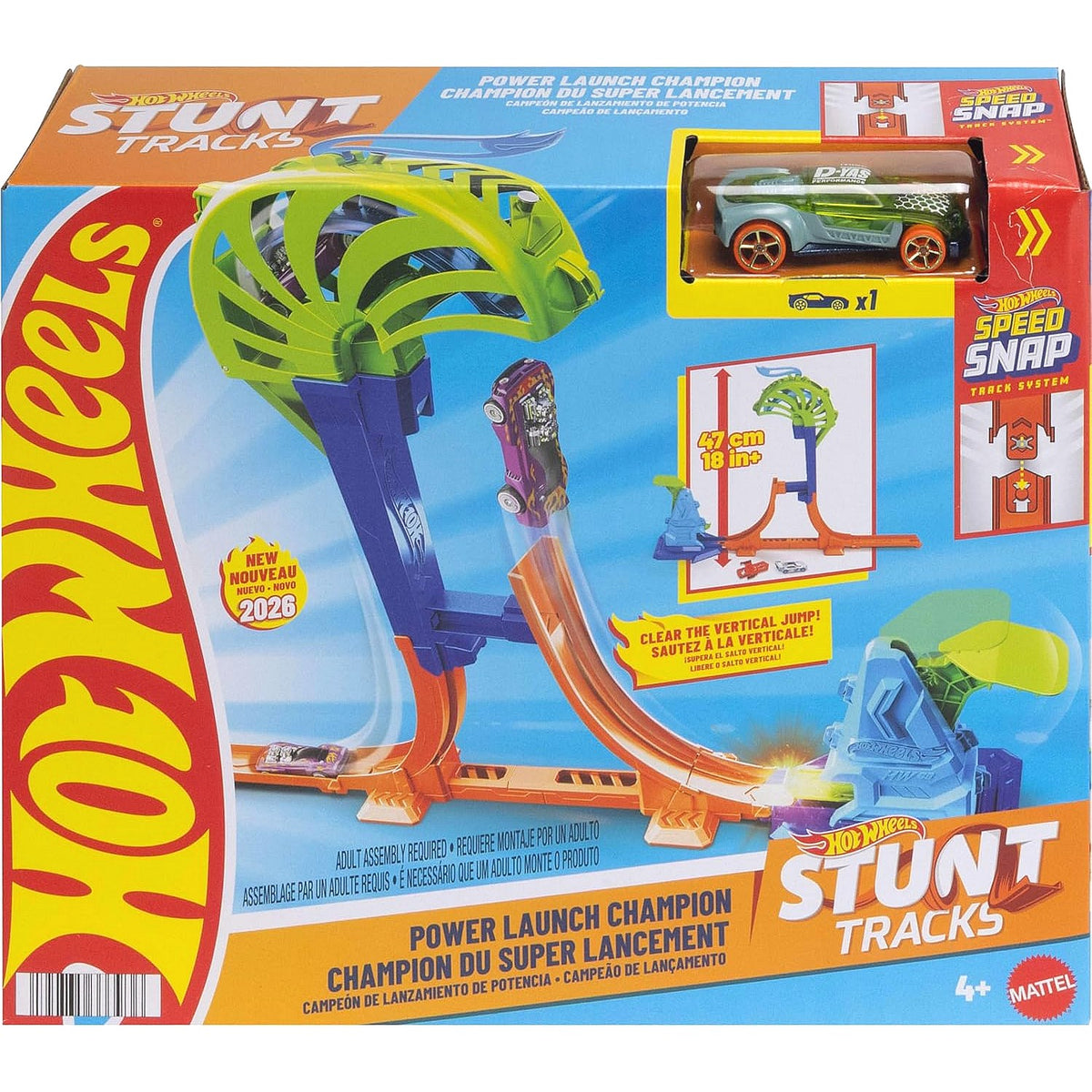 Hot Wheels - Stunt Tracks Power Launch Champion Track Set 1:64 Car - Mattel