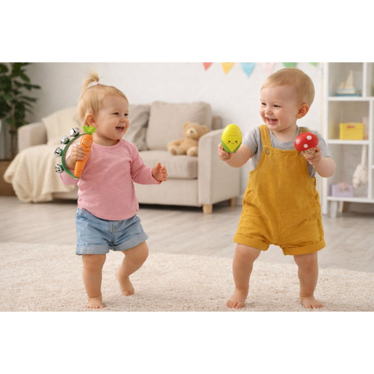 Kaper Kidz - Wooden Veggie 3pcs Musical Set Carrot Mushroom & Corn