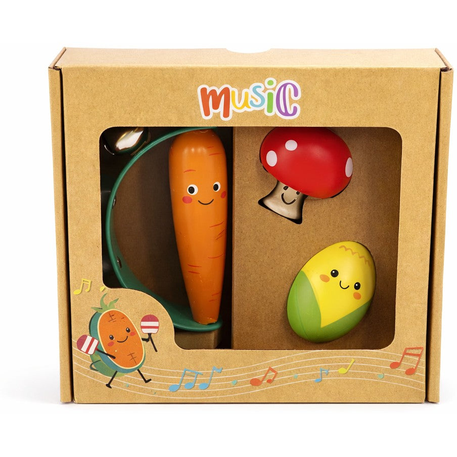 Kaper Kidz - Wooden Veggie 3pcs Musical Set Carrot Mushroom & Corn