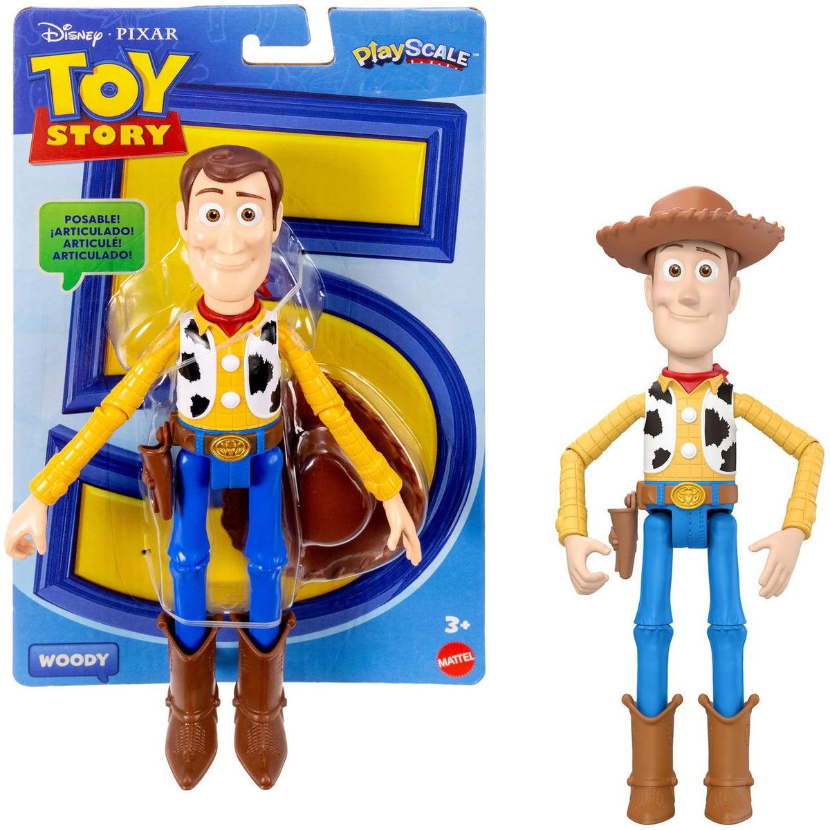 Disney Pixar - Toy Story 5 Woody Action Figure 9-inch Tall Sheriff 14 Posable Joints - Mattel