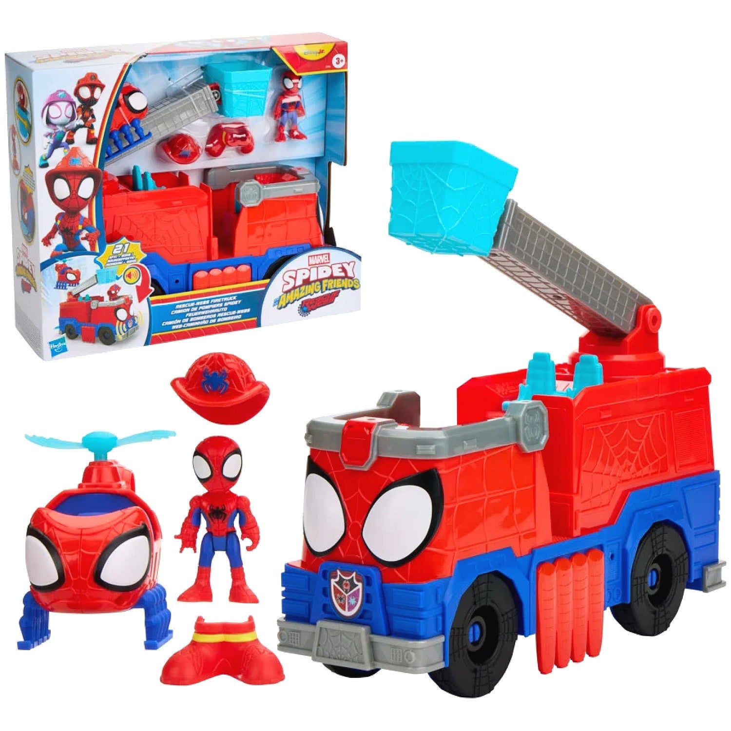 Marvel - Spidey and his Amazing Friends Rescue-Webs Firetruck Action Figure and Vehicle - Hasbro