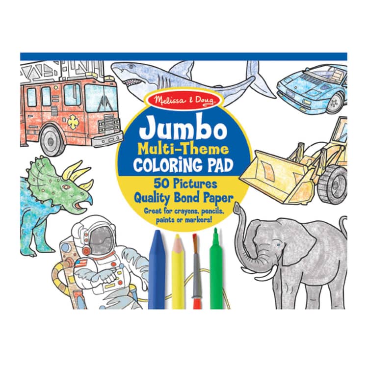 Melissa & Doug - Jumbo 50-page Kids' Coloring Pad - Space Sharks Sports And More
