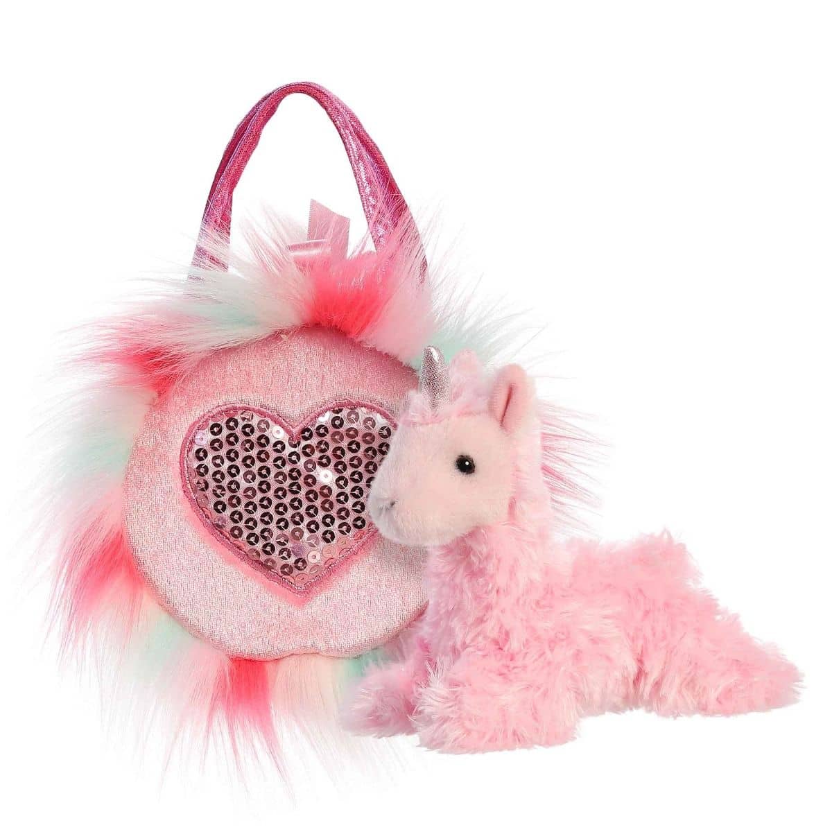 Cotton Candy - Fancy Pals Unicorn In Pink Fluffy Heart Bag