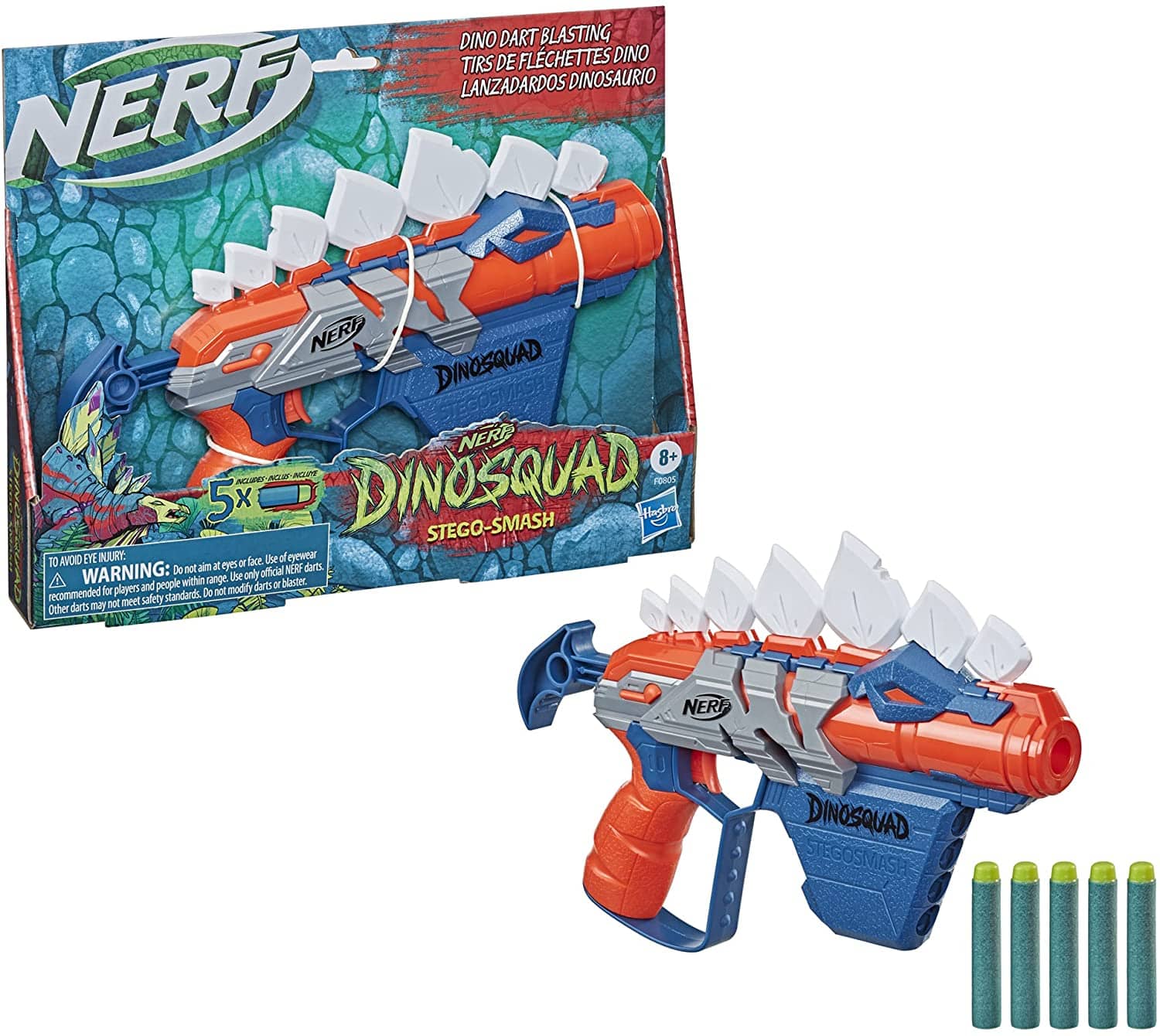 Nerf - Dinosquad Stegosmash Dart Blaster Dinosaur Design Stegosaurus Spikes Hasbro