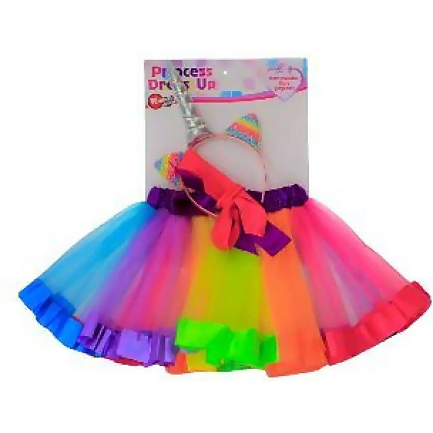 RP Dean - Princess Dress Up Rainbow Skirt With Unicorn Headband