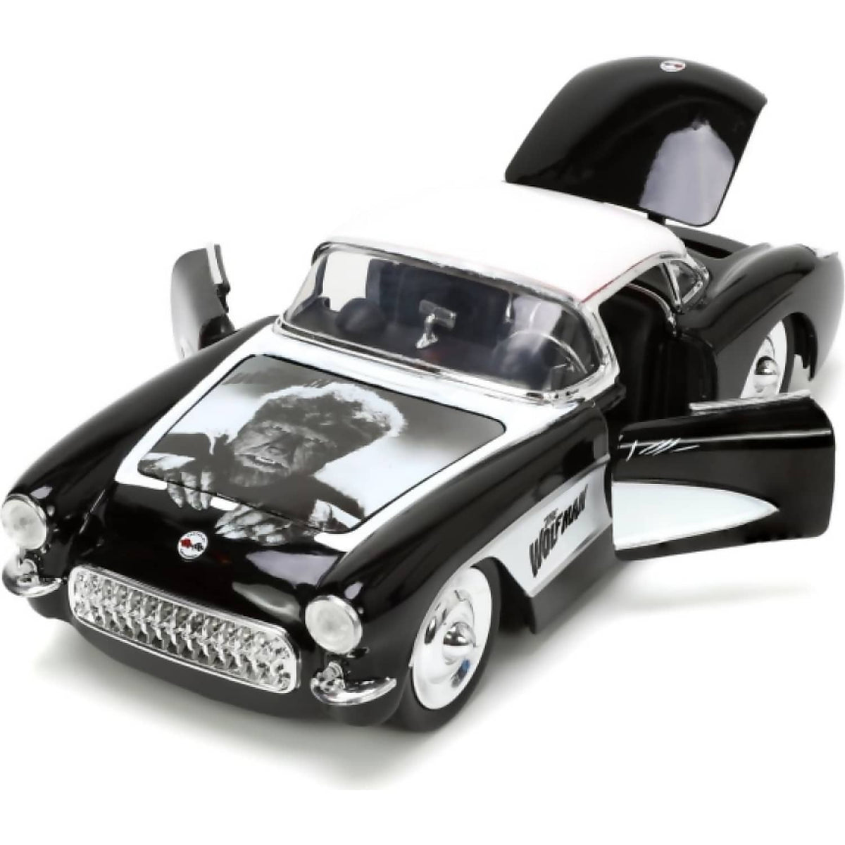 JADA TOYS - UNIVERSAL MONSTERS 1959 CHEVROLET CORVETTE WITH WOLFMAN 1:24 SCALE DIECAST VEHICLE & FIGURE SET