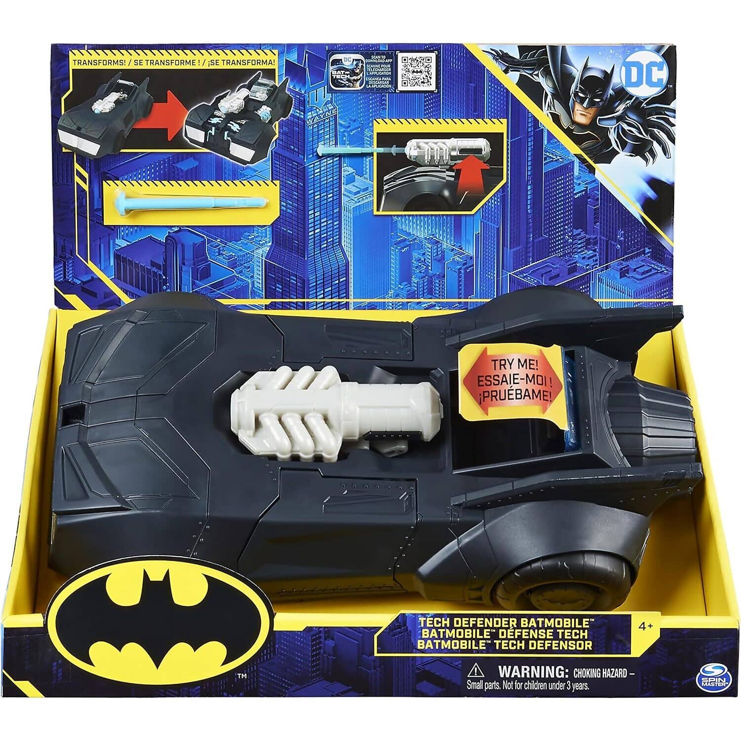 DC - Comics - Batman Tech Defender Batmobile Transforming Vehicle With Blaster Launcher