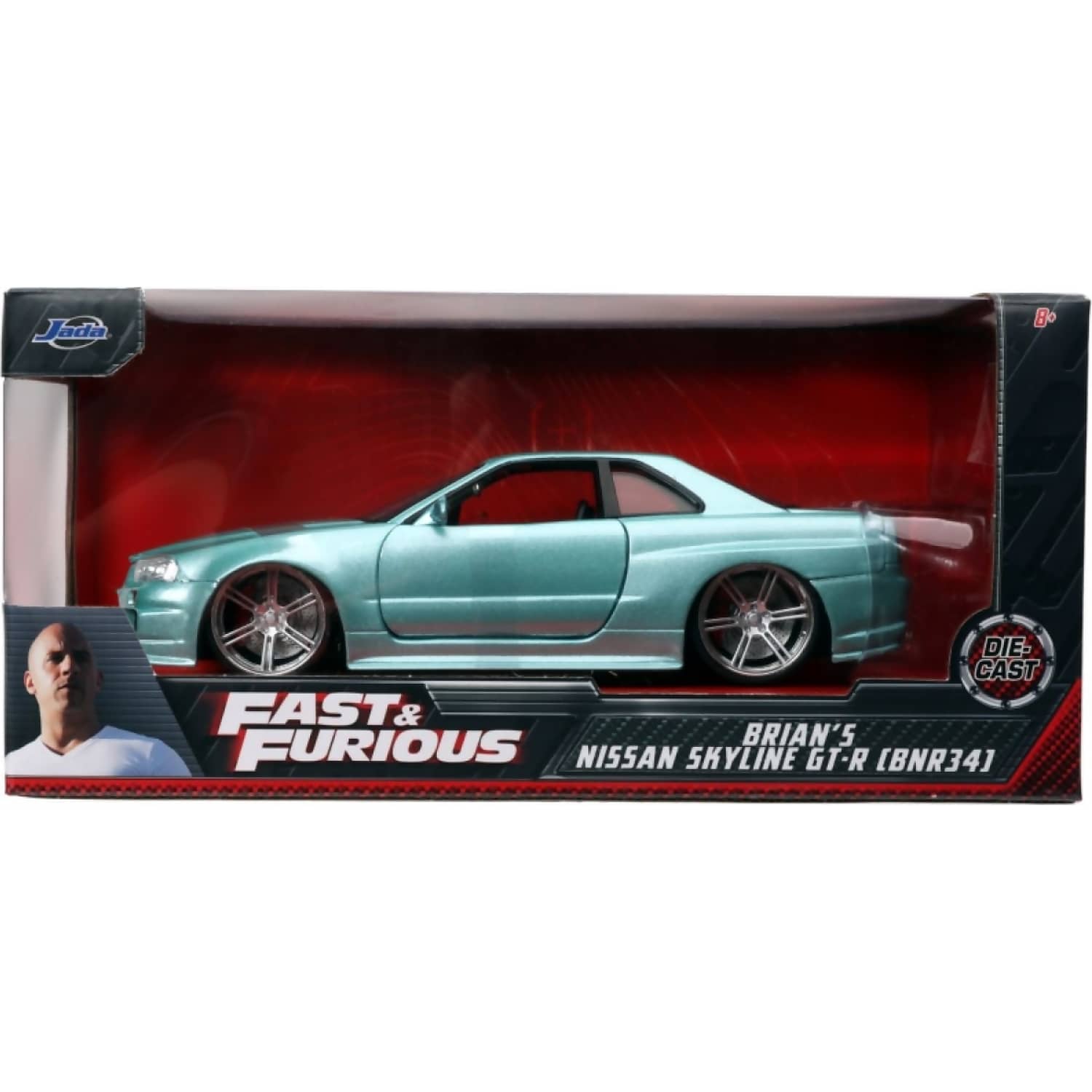 JADA TOYS - FAST & FURIOUS - 2002 NISSAN SKYLINE GT-R (R34) 1:24 SCALE DIECAST VEHICLE