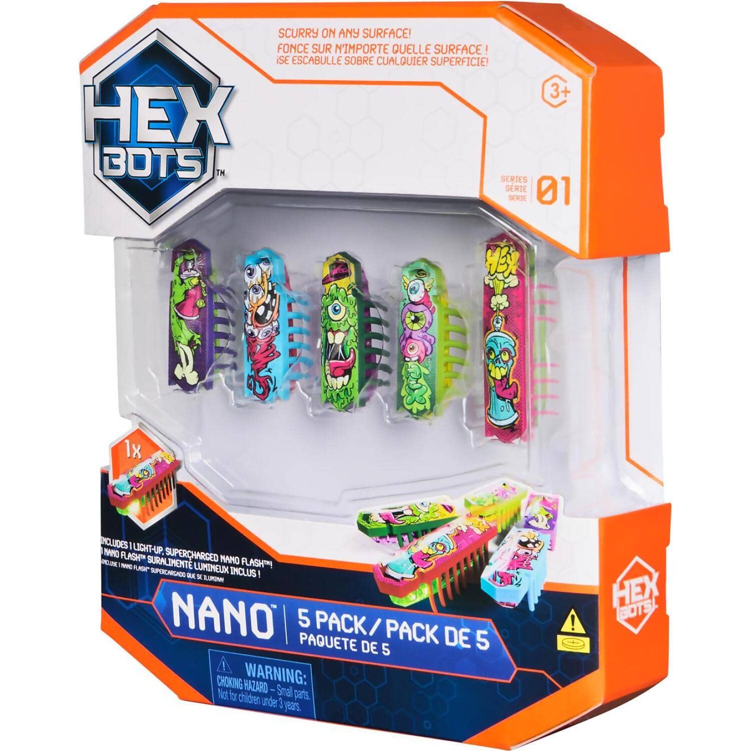 Hex Bots - Nano 5 Pack  4 Nano Bugs With Bonus Flash Nano