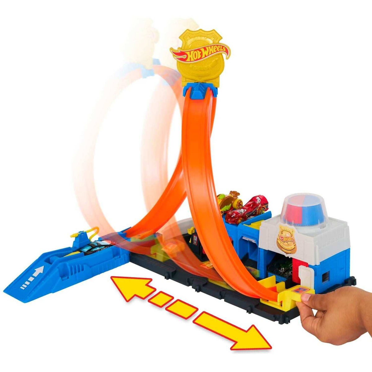 Hot Wheels - City Super Police Station Playset With 1:64 Scale Police Toy Car & Adjustable Track Loop