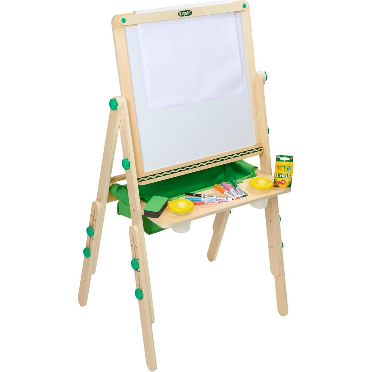 Crayola - Deluxe Wooden Kid s Art Easel Dual Sided Dry Erase & Chalkboard