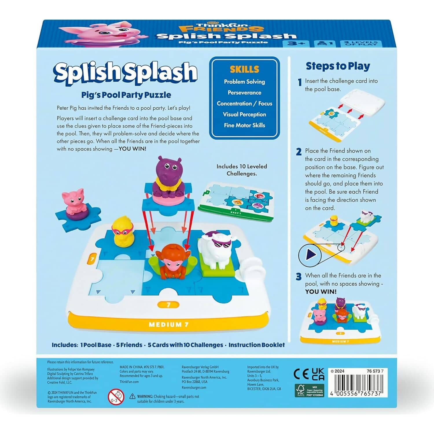 ThinkFun - Friends: Splish Splash Pig's Pool Party Puzzle Game