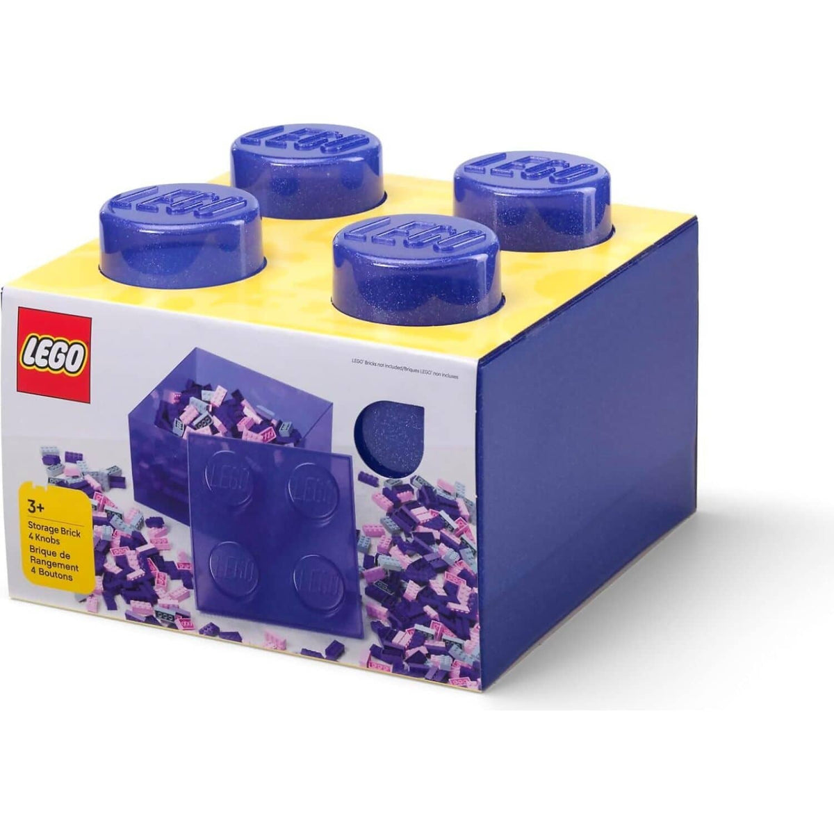 LEGO® Storage Brick 4 Studs Top Lid Translucent Glitter Violet - Room Copenhagen