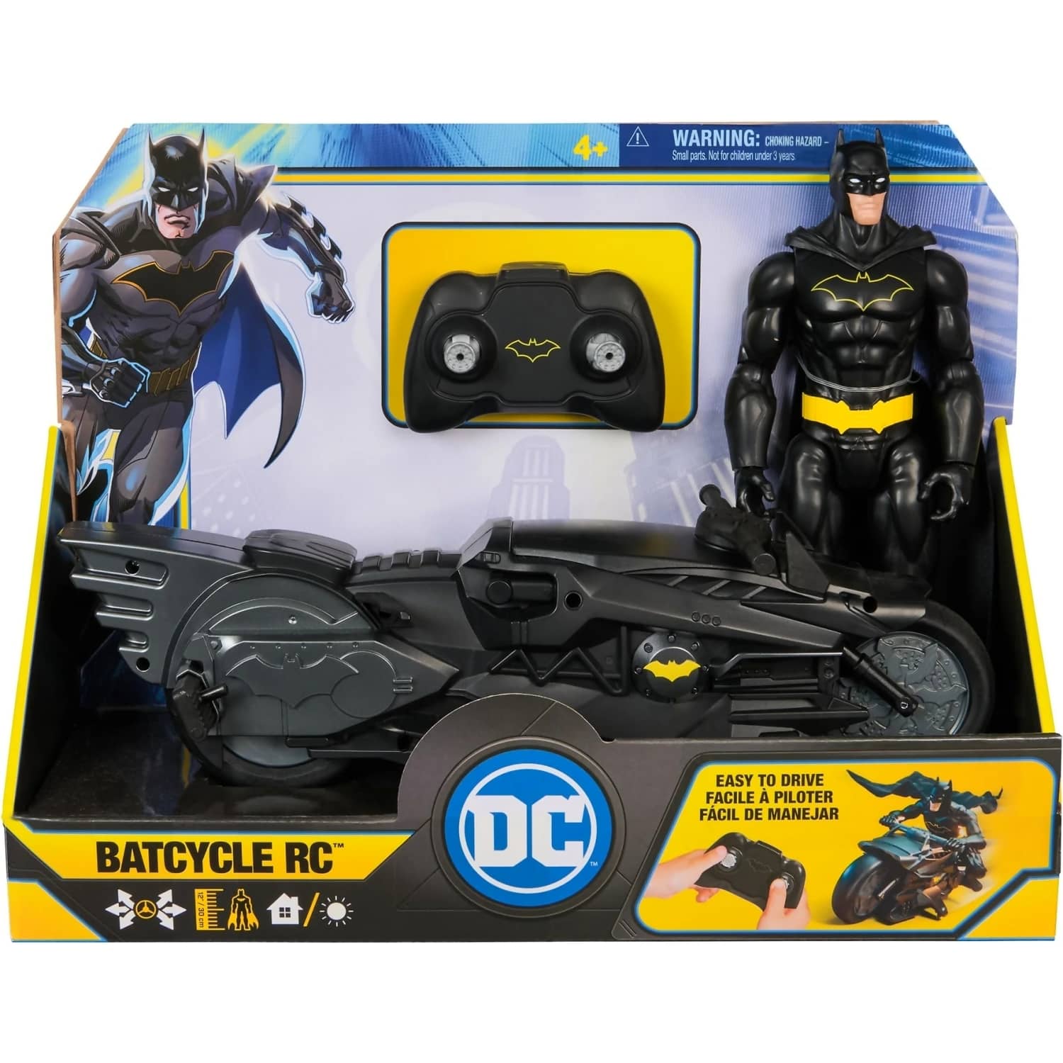 DC - Batman - RC Stealth Batcycle with 12-Inch Batman Action Figure- Spin Master