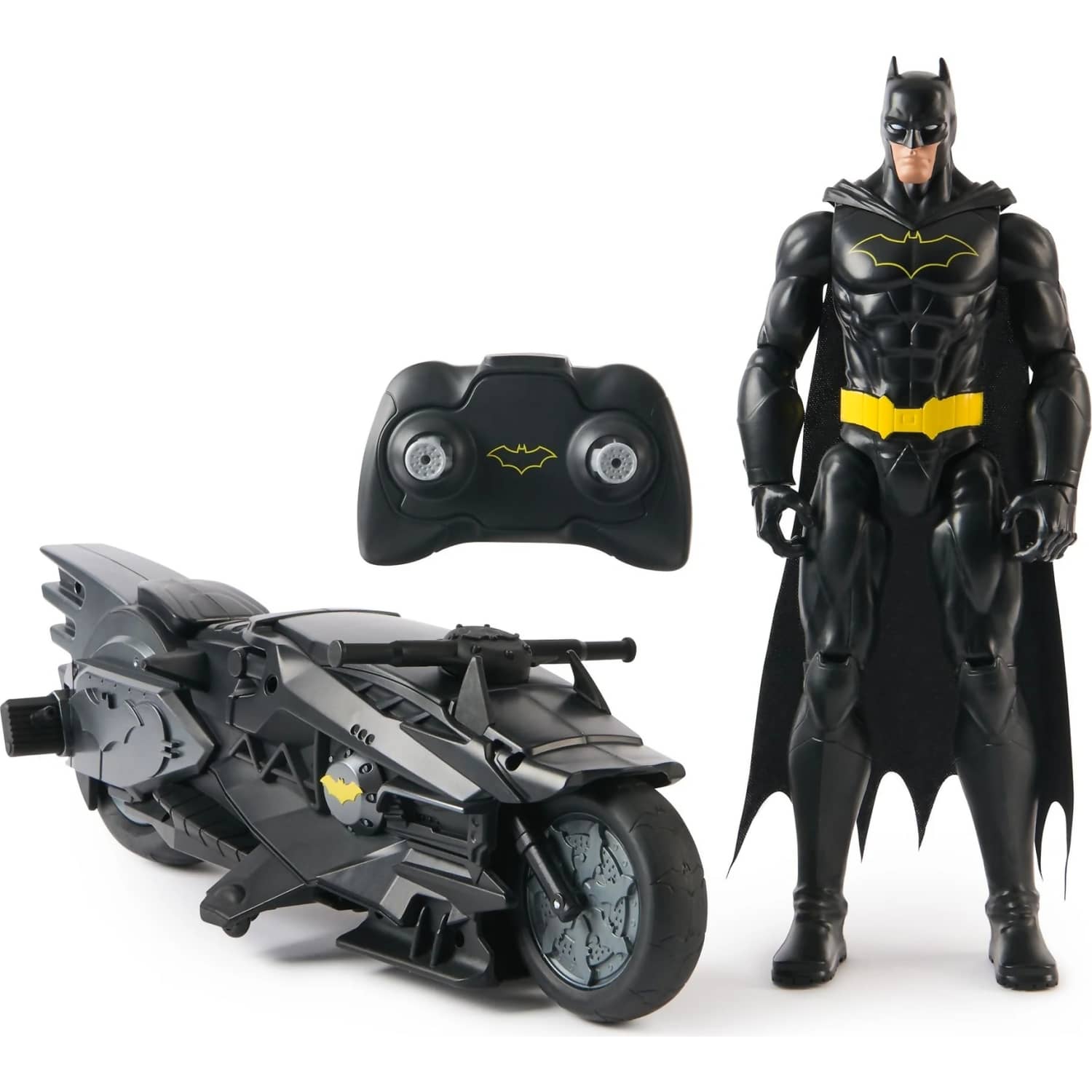 DC - Batman - RC Stealth Batcycle with 12-Inch Batman Action Figure- Spin Master
