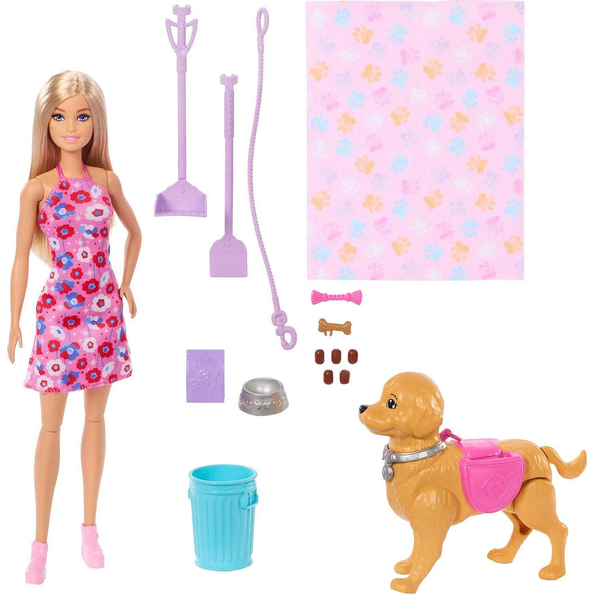 Barbie - Family & Friends Barbie Malibu Walk & Potty Puppy Doll - Mattel