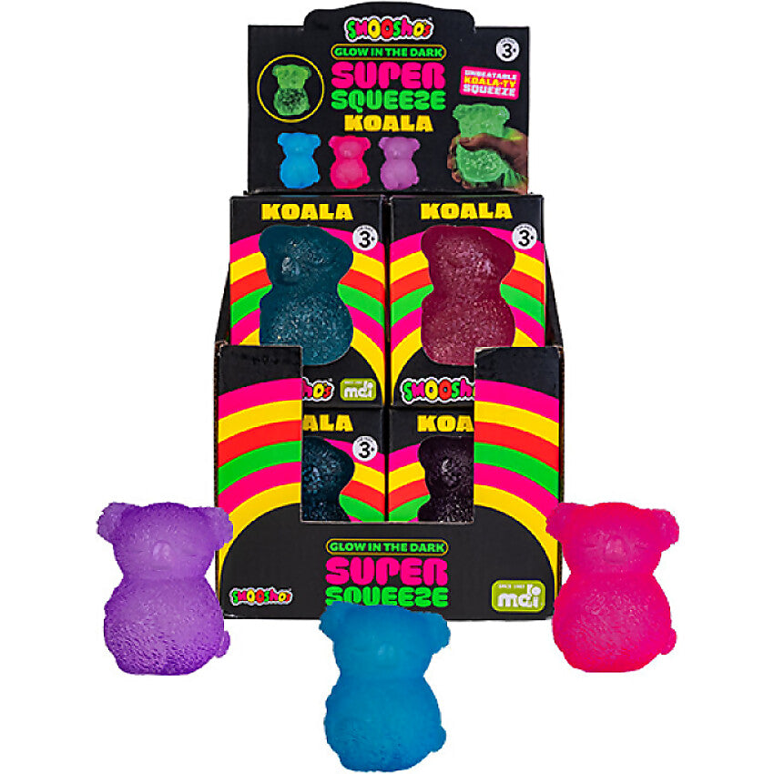 Smoosho's - Glow in the Dark Super Squeeze Koala (1x Assorted Colour Chosen at Random)