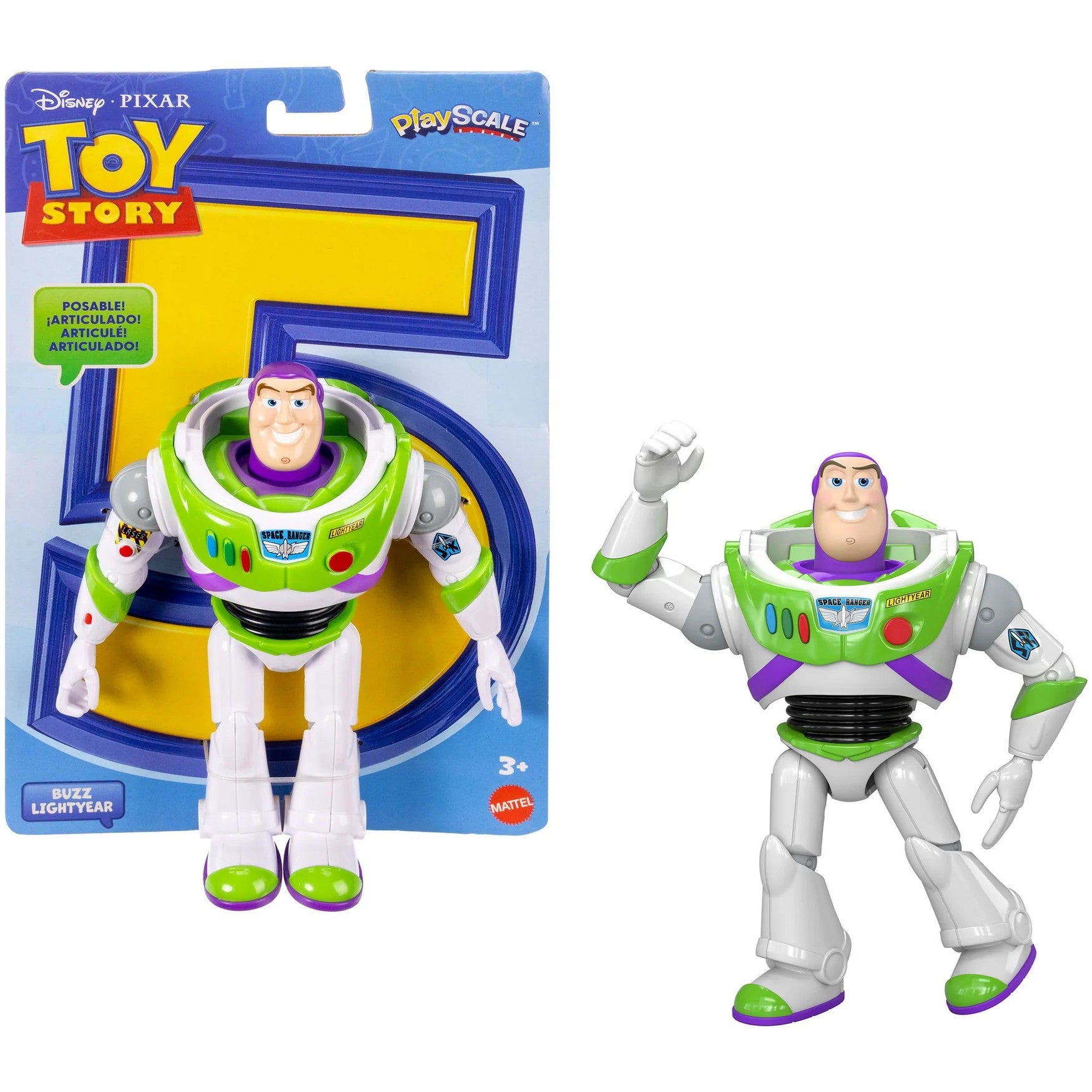 Disney Pixar - Toy Story 5 Buzz Lightyear Action Figure 7-inch Tall 10 Posable Joints - Mattel