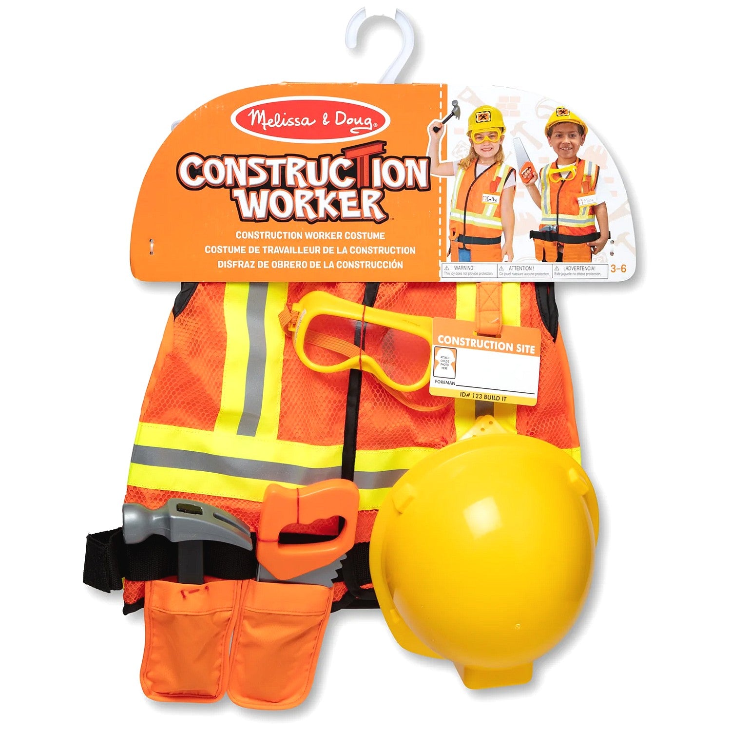 Melissa & Doug - Construction Worker Costume Role Play Set Age 3-6yrs