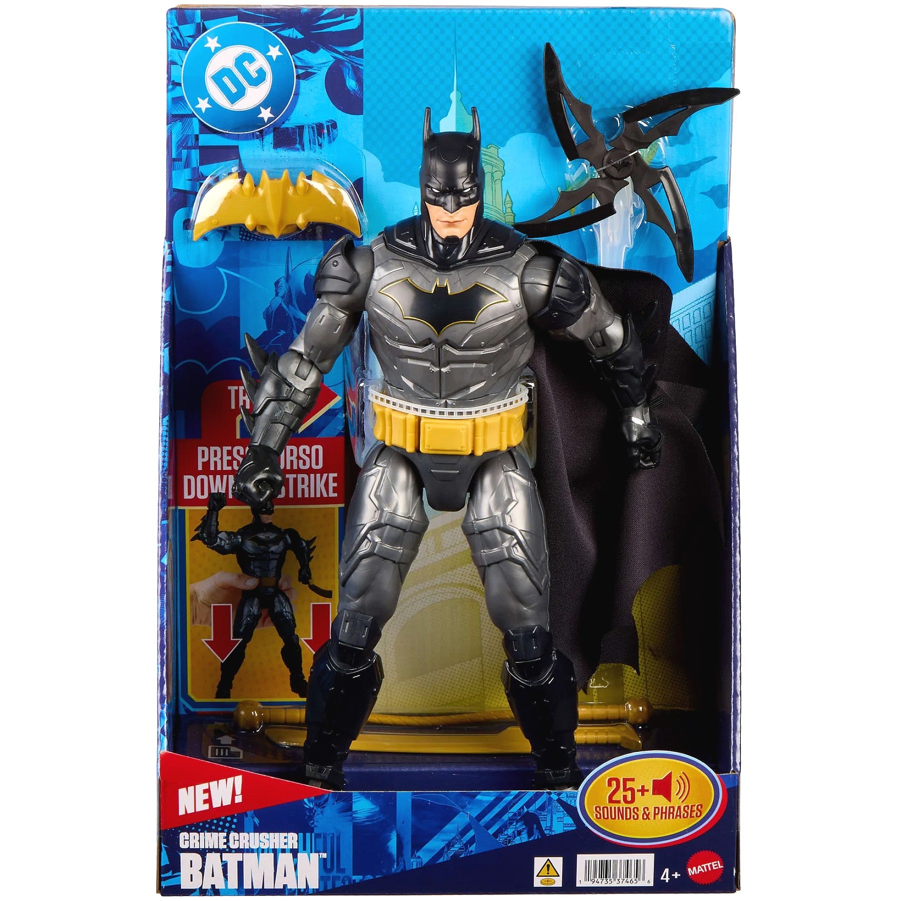 DC - Crime Crusher Batman 12-Inch Action Figure with 25 plus Phrases & Sounds - Mattel