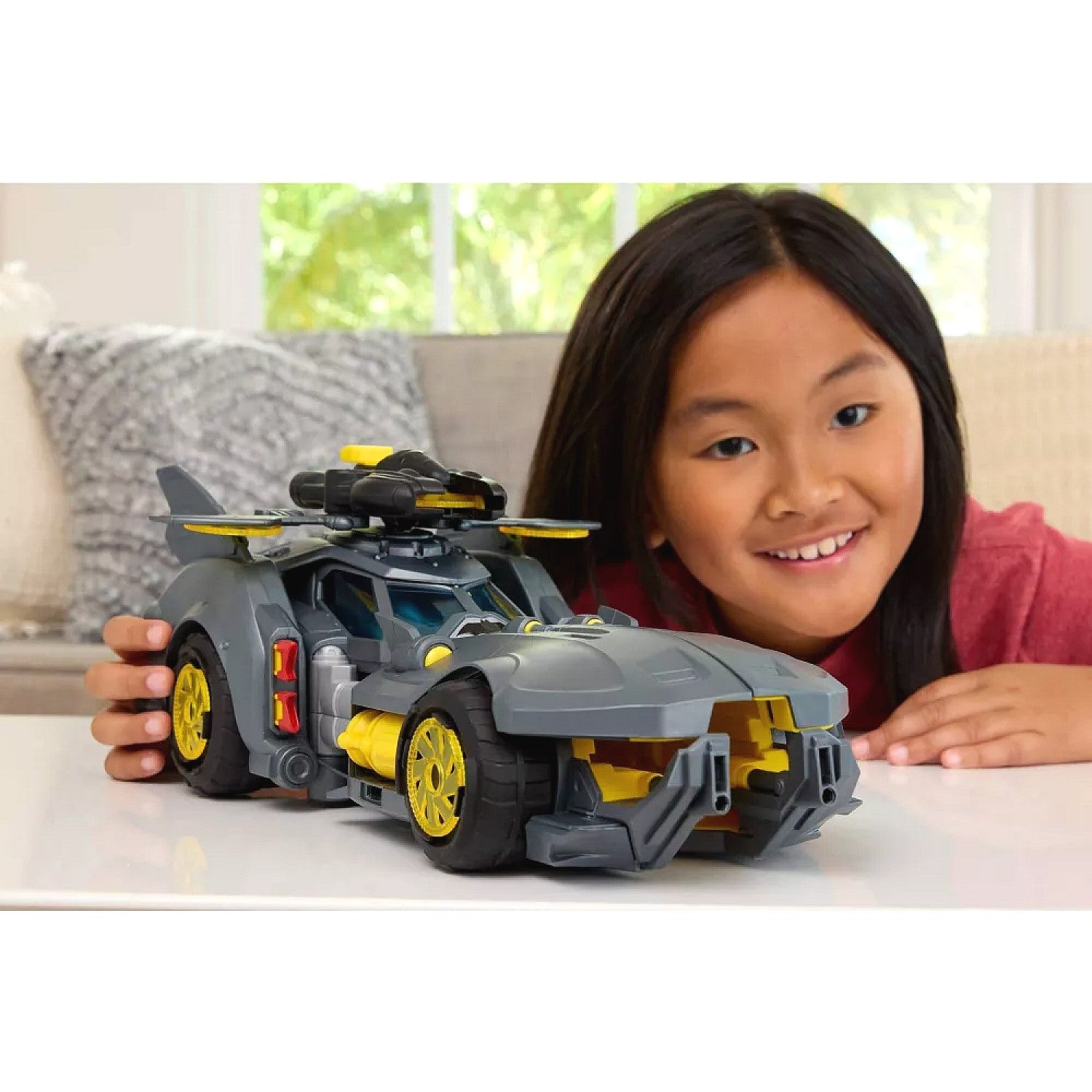 DC - Premier Batlink Batmobile Vehicle Batman Signature Crime Fighting Car with Bat-Drone Cannon - Mattel