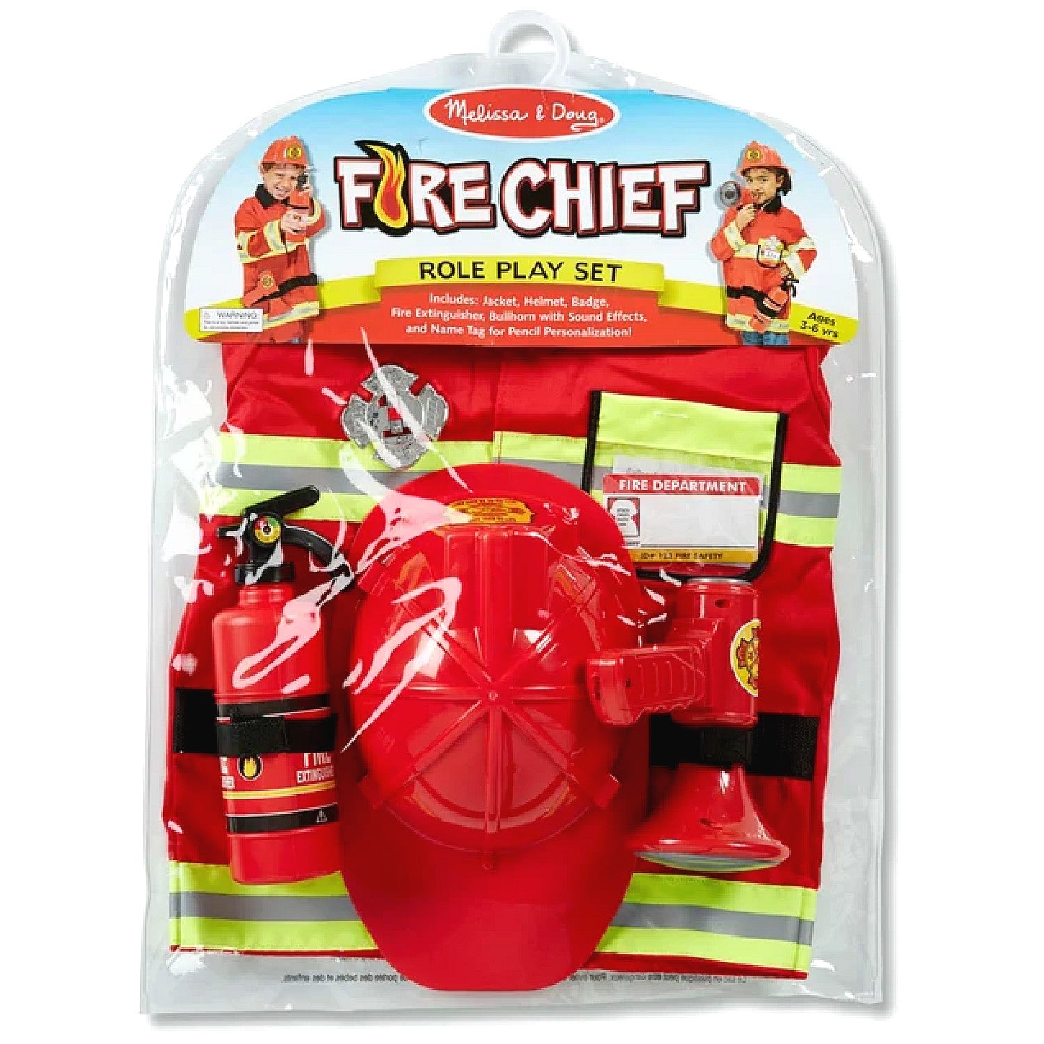 Melissa & Doug - Fire Chief Role Play Costume Set Age 3-6yrs
