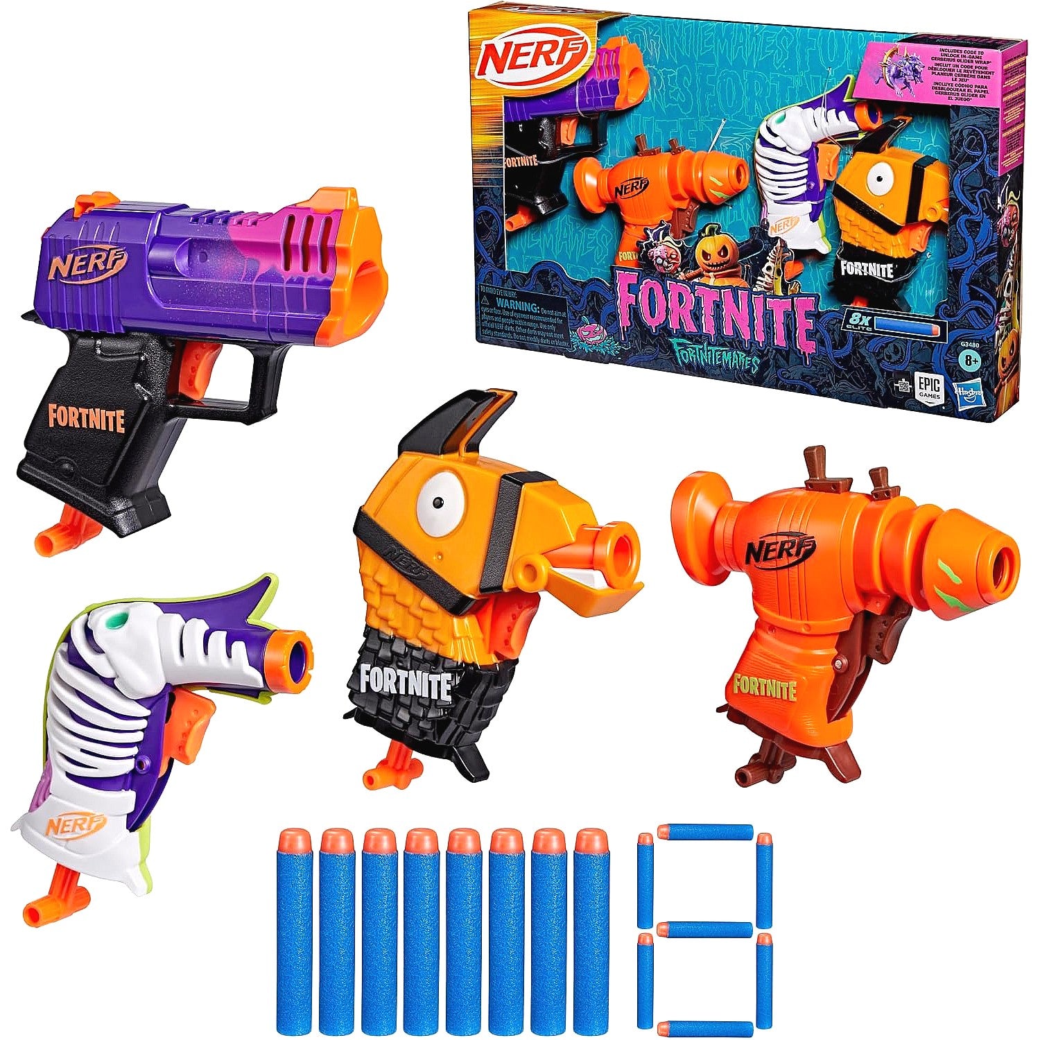 Nerf - Fortnitemares Micro Dart Blasters Pack of 4 - Hasbro