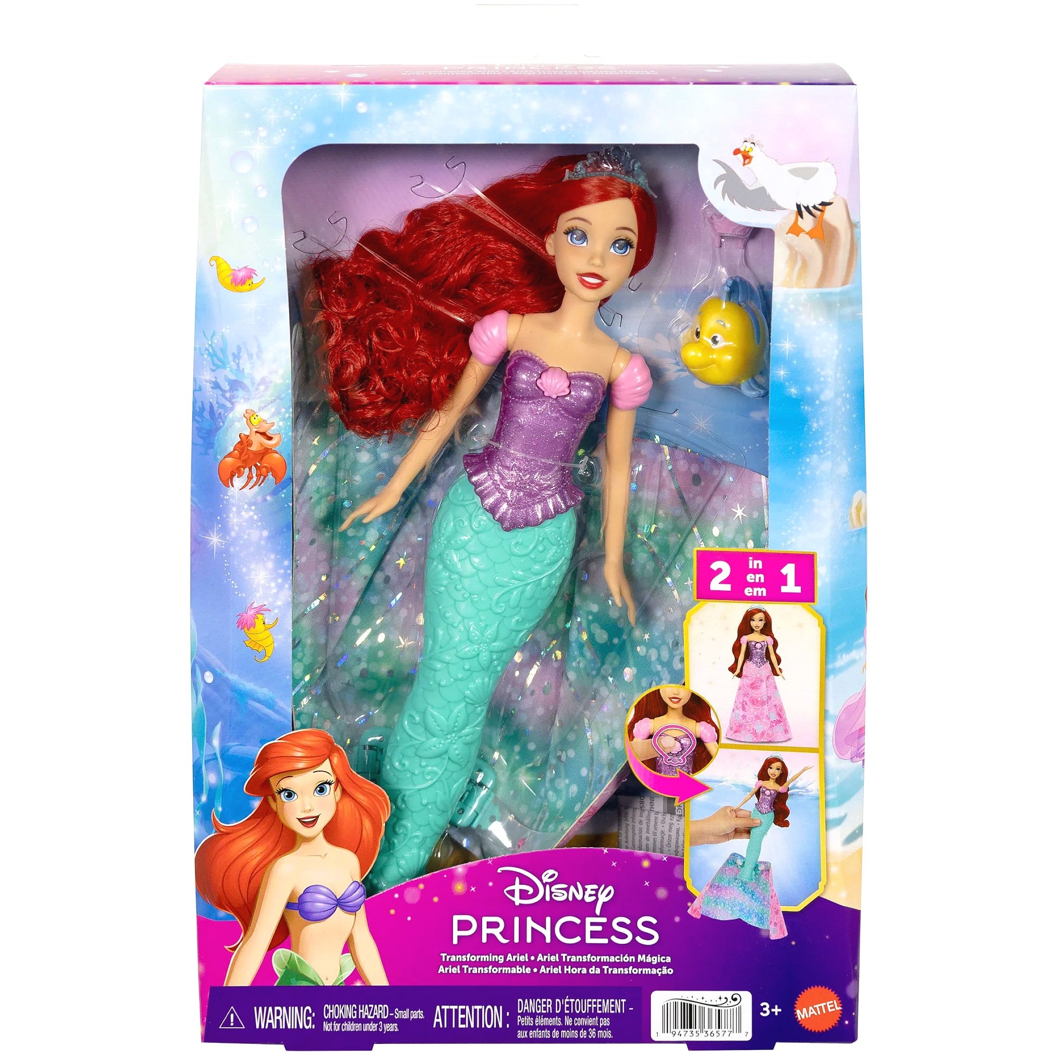 Disney - Princess Ariel Human To Mermaid Transforming Fashion Doll - Mattel