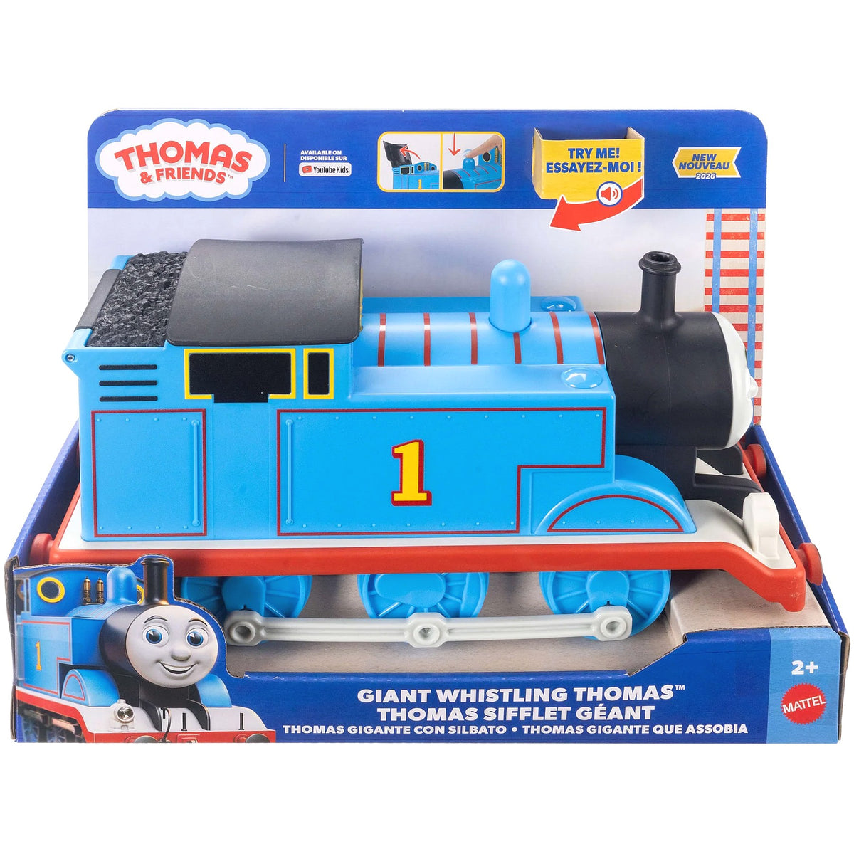 Thomas & Friends - Giant Whistling Thomas Large-Scale Engine with Push-Button Sound - Mattel