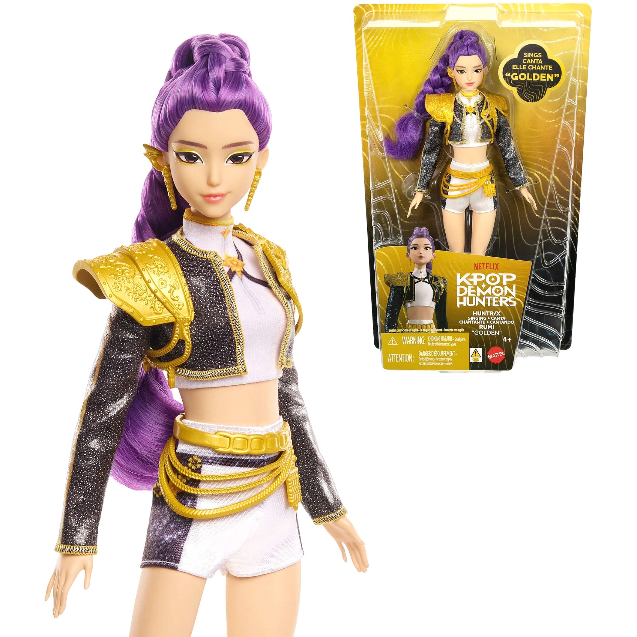 KPop Demon Hunters - HUNTR/X Rumi Singing Golden Fashion Doll - Mattel
