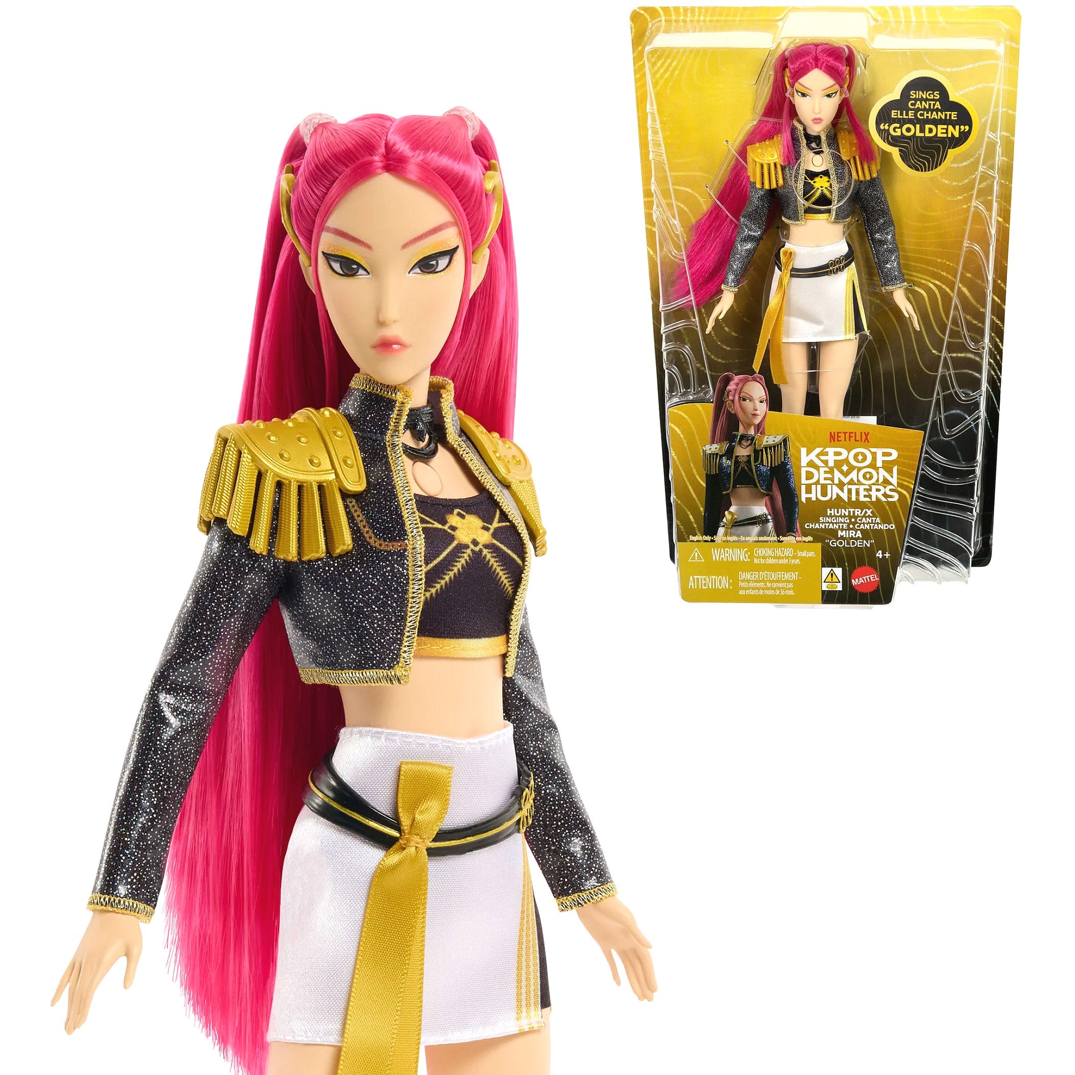 KPop Demon Hunters - HUNTR/X Mira Singing Golden Fashion Doll - Mattel