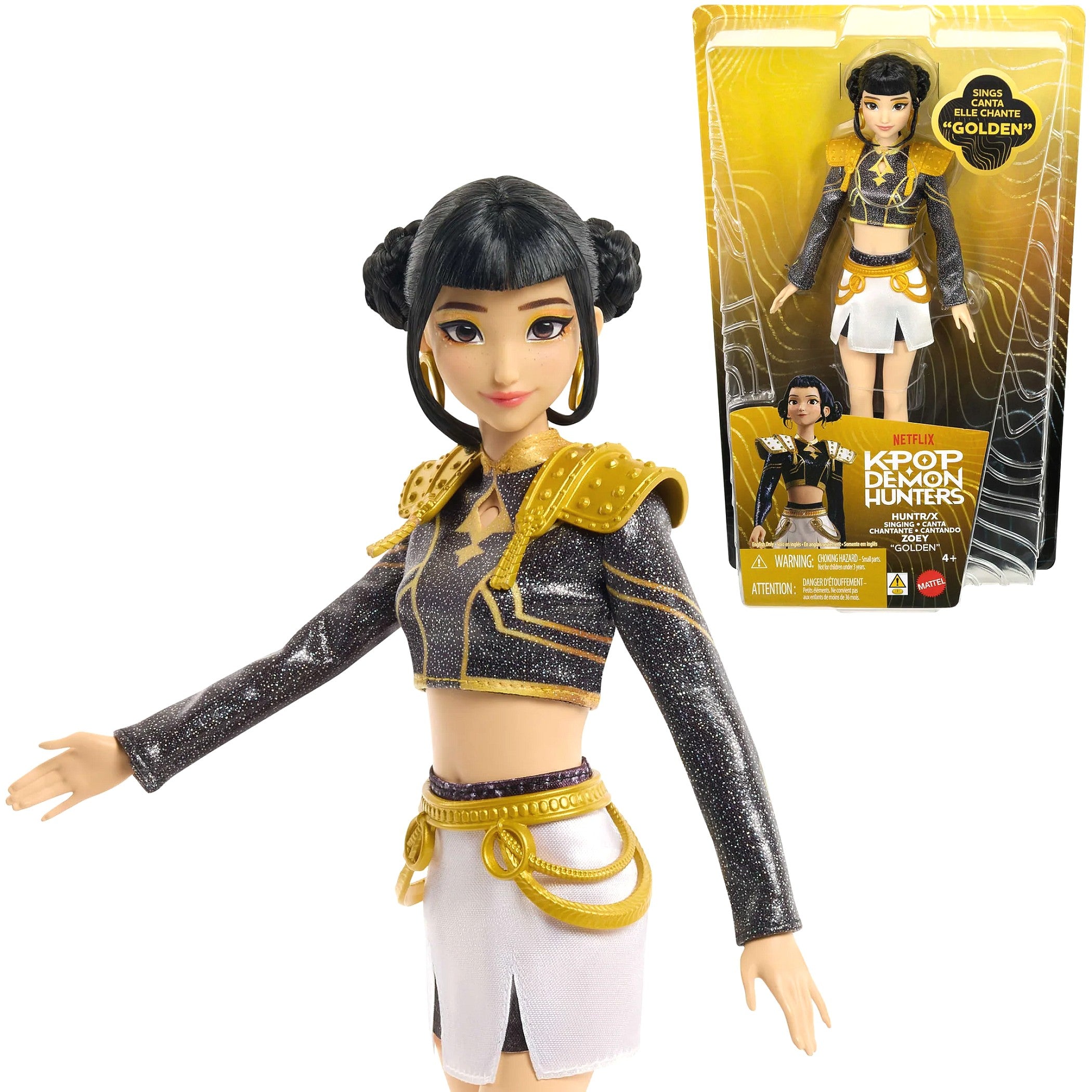 KPop Demon Hunters - HUNTR/X Zoey Singing Golden Fashion Doll - Mattel