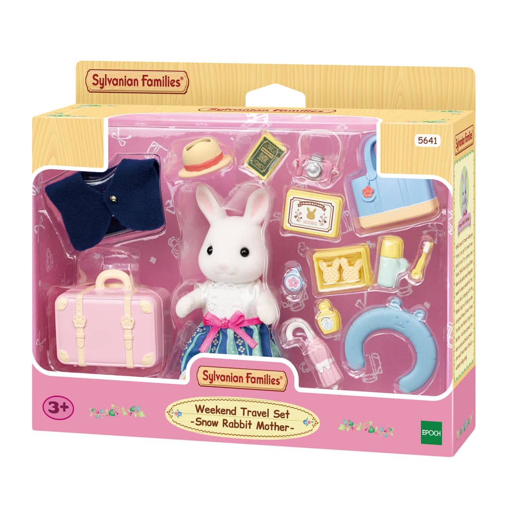 Sylvanian Families - Weekend Travel Playset With Snow Rabbit Mother Animal Doll Playset